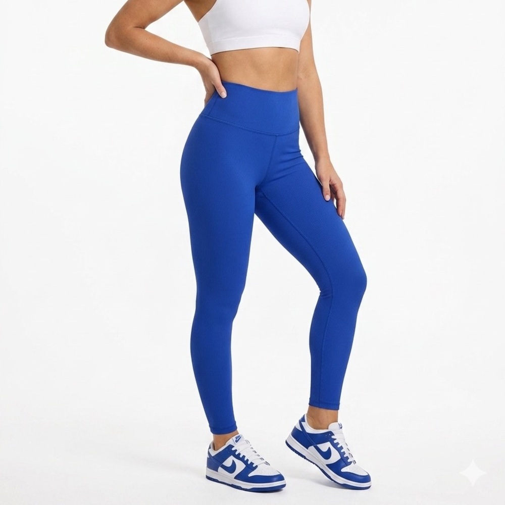 WILO The Label Ribbed High Rise Leggings Blue Athletic Yoga Pants Size Small